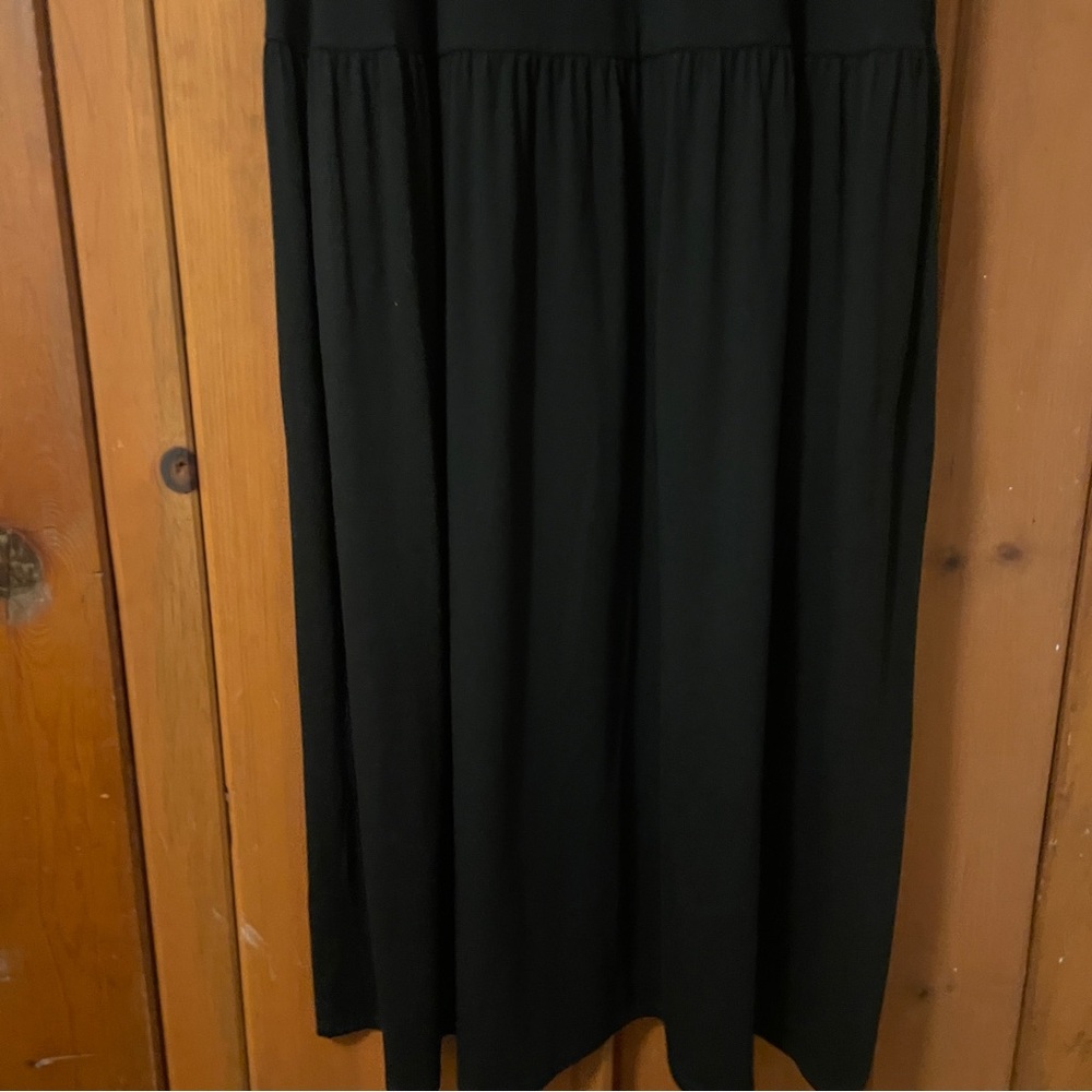 Eileen Fisher Black Lyocell Blend Drop Waist Sleeveless Dress M - Picture 4 of 9